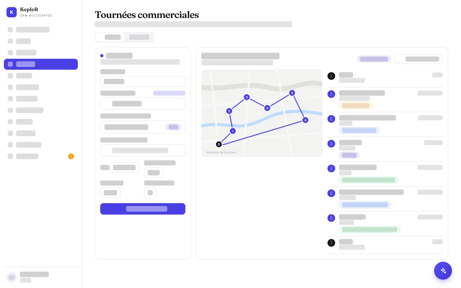 Tournée commerciale optimisée sur carte dans KeplerCRM