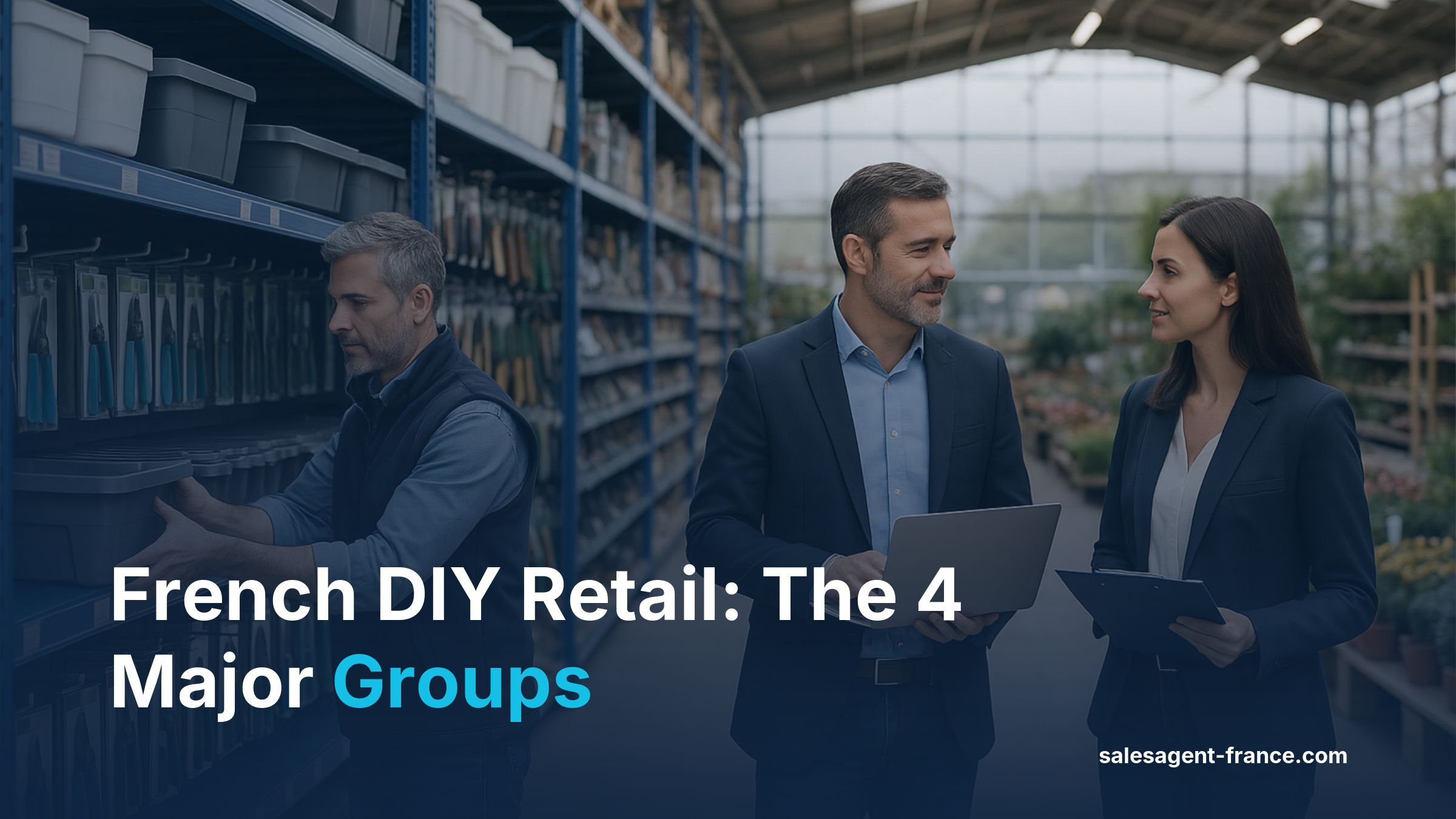 French DIY superstore market structure showing four major retail groups and their market share